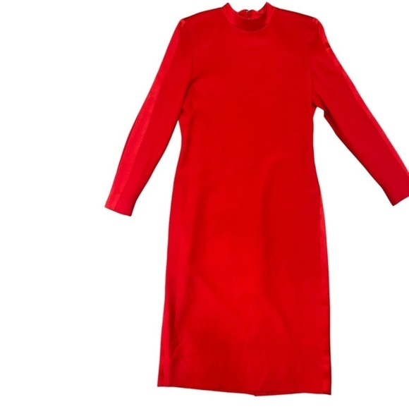 Vintage Carolina Herrera Studio Red Long Sleeve Sheath Dress – Size Women’s 6 - Picture 7 of 12